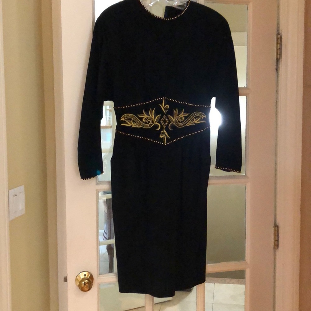 Stunning black genuine leather dress